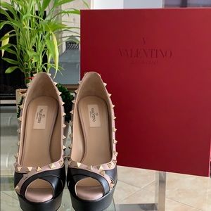 Valentino rock stud peep toe pumps